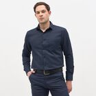 Men's Navy Blue Printed Classic Collar Formal Shirt, Navy Blue, small image number null