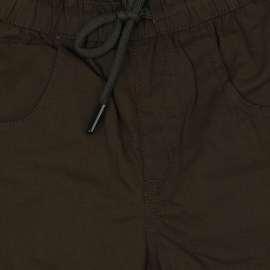 Boys Olive Green Regular Fit Jogger Trousers, ओलिव, large