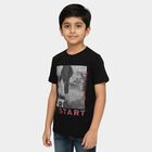 Boys Jet Black Crew Neck Graphic Printed T-Shirt, Black, small image number null