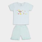Baby Light Mint Green Cotton Round Neck Casual T-Shirt and Shorts Set, Aqua, small image number null