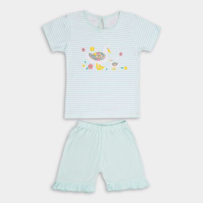 Baby Light Mint Green Cotton Round Neck Casual T-Shirt and Shorts Set