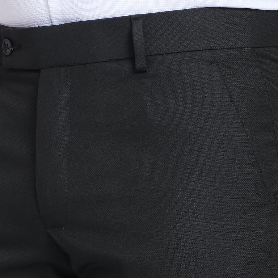 Men's Slim Fit Formal Trousers , काला, large image number null