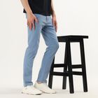 Men's Blue Slim Fit Stretchable Jeans, Ice Blue, small