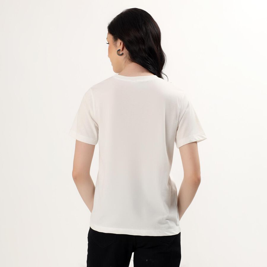 Ladies' Round Neck T-Shirt, Off White, large