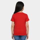 Girls' Red Round Neck Regular T-Shirt, लाल, small