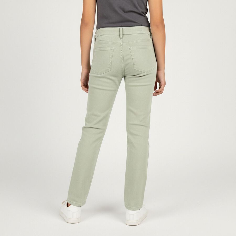 Girls' Light Sage Green Straight Fit Jeans, Light Green, large image number null