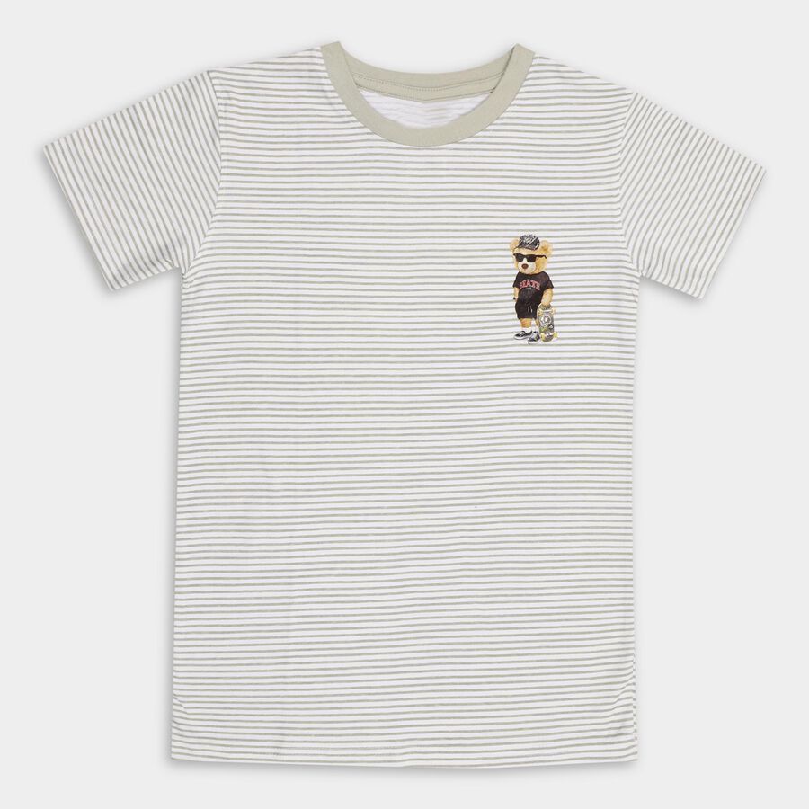 Boys' 100% Cotton Half Sleeves T-Shirt , हल्का ग्रे, large image number null