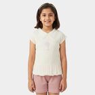 Girls White Peter Pan Collar Regular T-Shirt, सफ़ेद, small