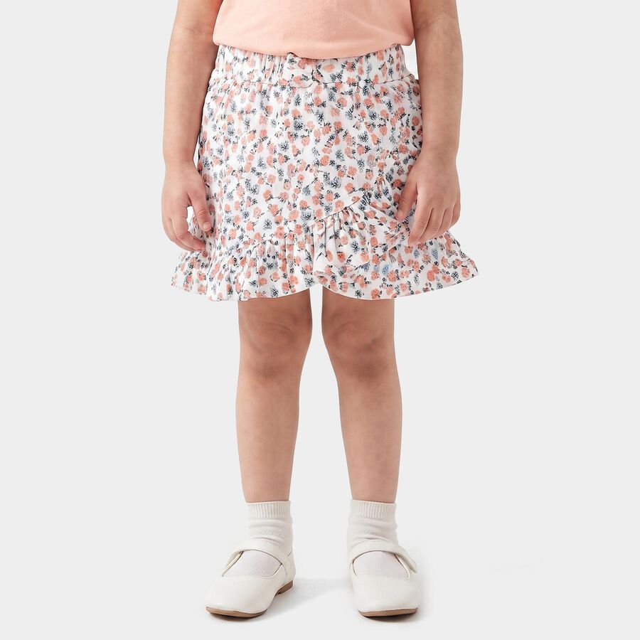 Girls' Light Pink Floral Wrap Skirt, हल्का गुलाबी, large