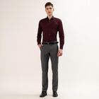 Men's Grey Slim Fit Flat-Front Formal Trousers, हल्का ग्रे, small