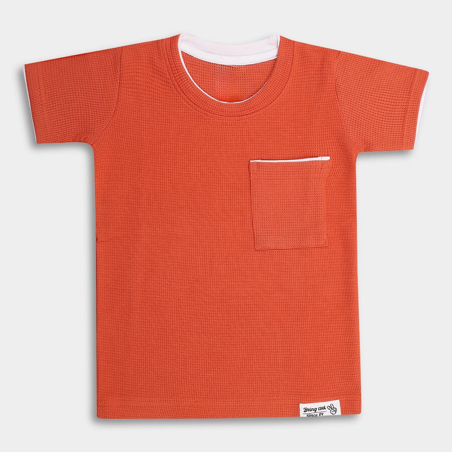 Boys' 100% Cotton Half Sleeves T-Shirt, रस्ट, large image number null