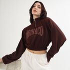 Women's Deep Brown High Neck Casual Sweatshirt, भूरा, small image number null