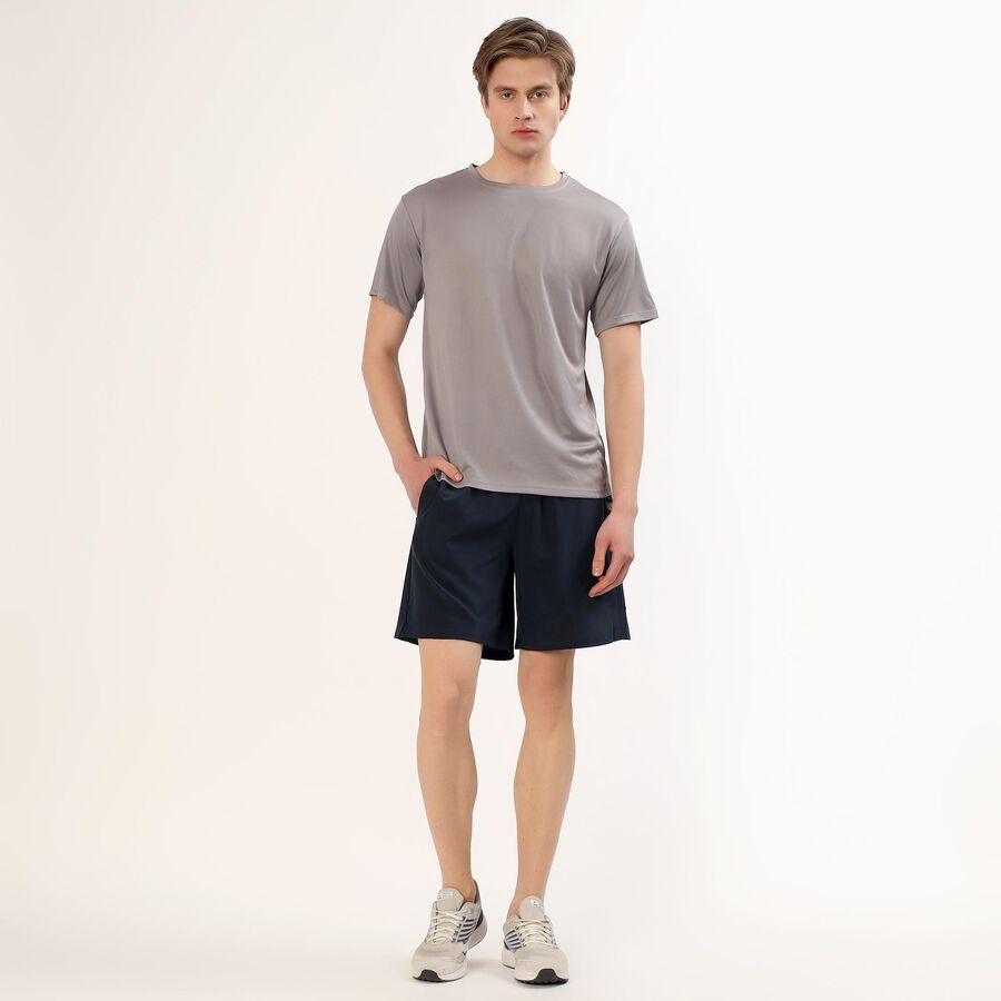 Men's Muted Grey Crew Neck Athleisure T-Shirt, Dark Grey, large