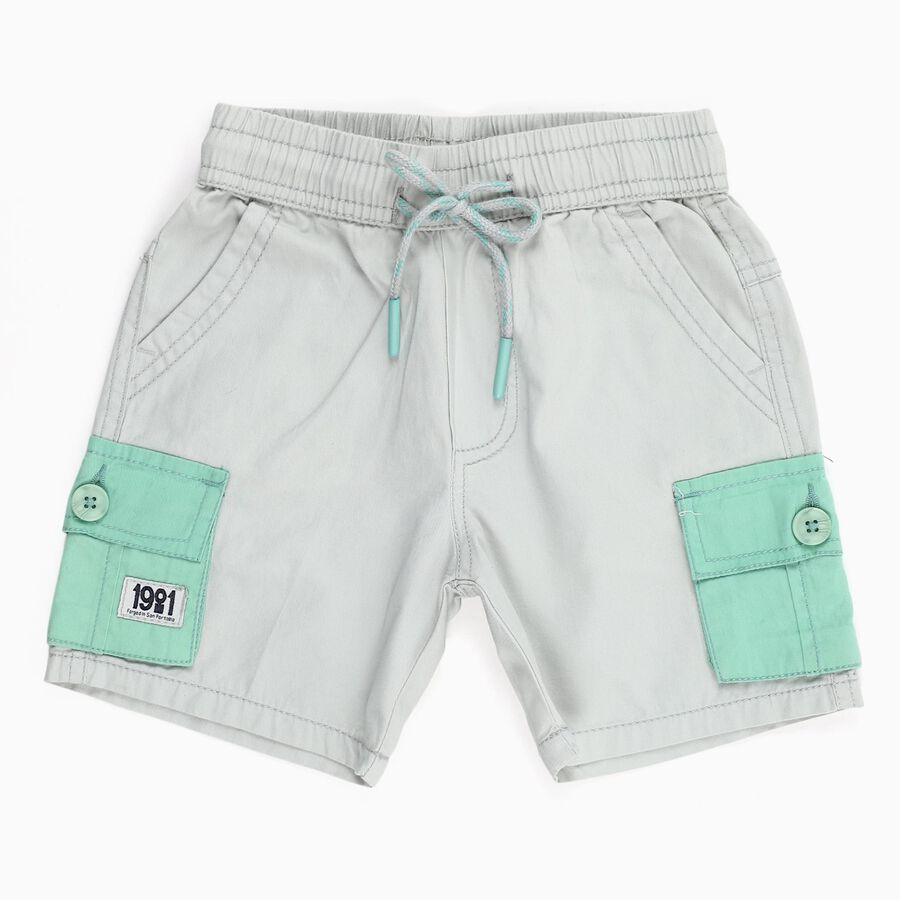 Boys Light Gray Cotton Elastic Waist Bermuda Shorts, Light Grey, large image number null