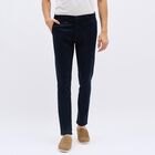 Men's Deep Midnight Navy Slim Fit Flat-Front Casual Trousers, नेवी ब्लू, small image number null