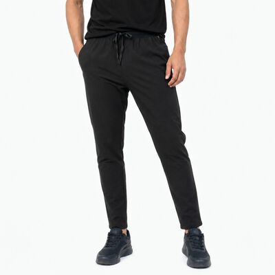 Men's Black Slim Fit Zipper Pocket Track Pants