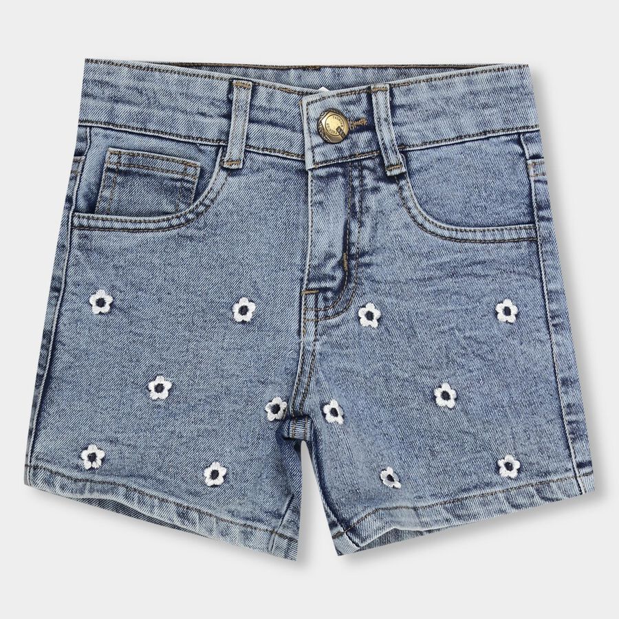 Girls' Buttoned Shorts, Light Blue, large image number null