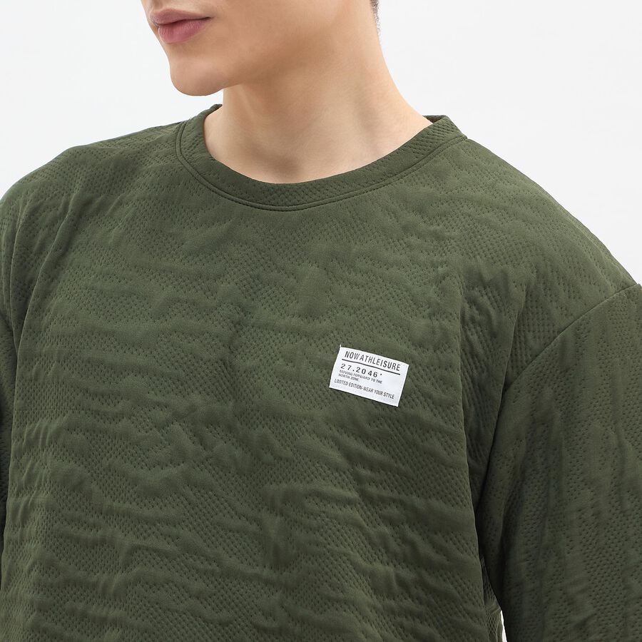 Men's Muted Olive Crew Neck Athleisure T-Shirt, Olive, large