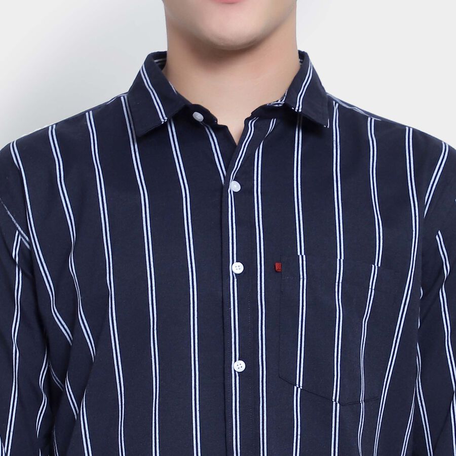 Stripes Casual Shirt, Navy Blue, large image number null