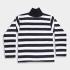 Boys Deep Midnight Navy Blue High Neck Striped Pullover, नेवी ब्लू, small image number null