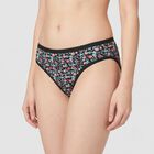 Women's Black Regular Fit Floral Printed Panty, Black, small
