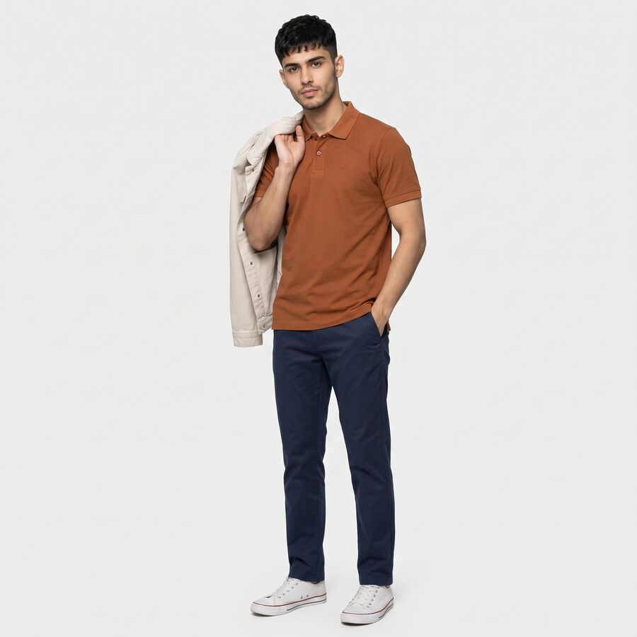 Men Brown Polo Neck Polo T-Shirt, भूरा, large