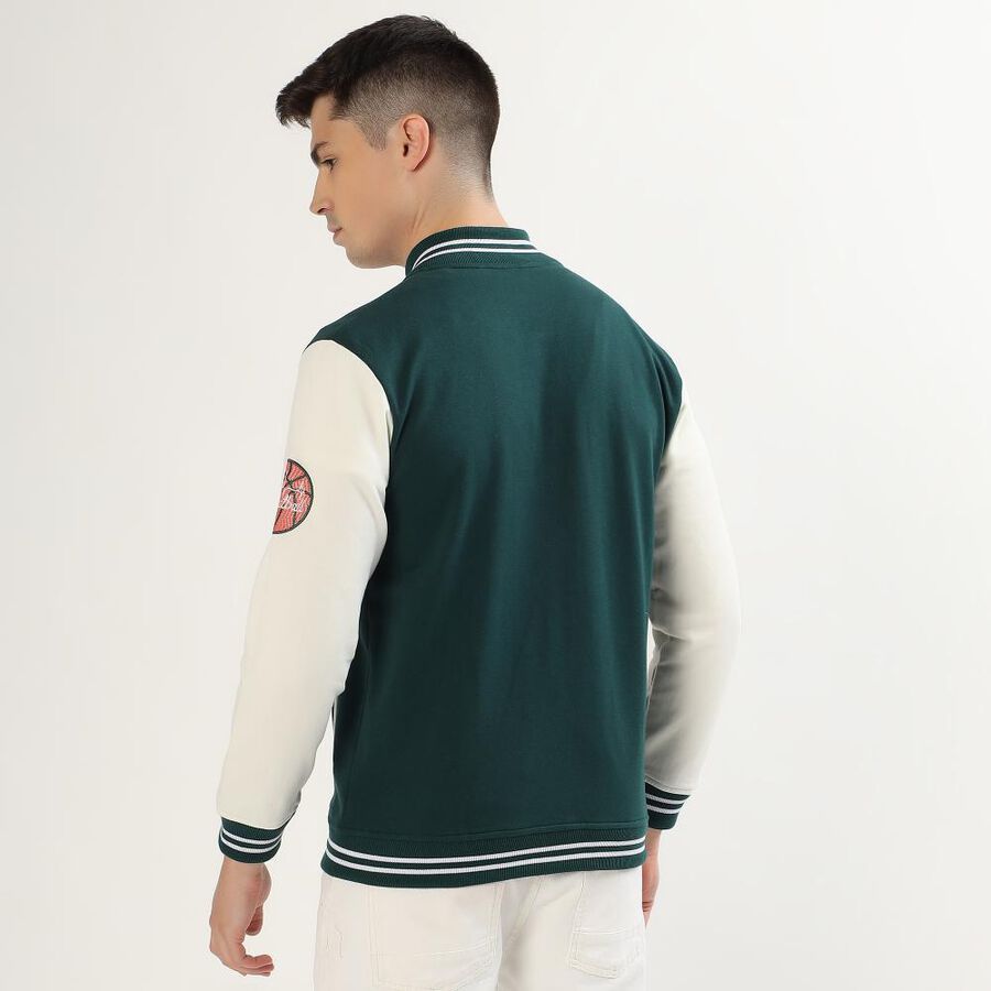 Men's Dark Green Crew Neck Casual Sweatshirt, गहरा हरा, large image number null