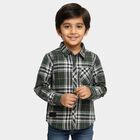 Boys' Dark Forest Green Cotton Full Sleeve Classic Collar Casual Shirt, Dark Green, small image number null