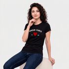 Women Black Round Neck Regular T-Shirt, Black, small