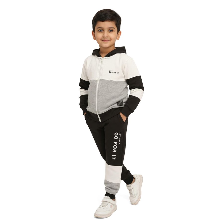 Boys' Black and Grey Long Sleeve Colorblock Baba Suit, मिश्रित हल्का ग्रे, large image number null