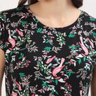 Women's Black Round Neck Casual Nighty, Black, small