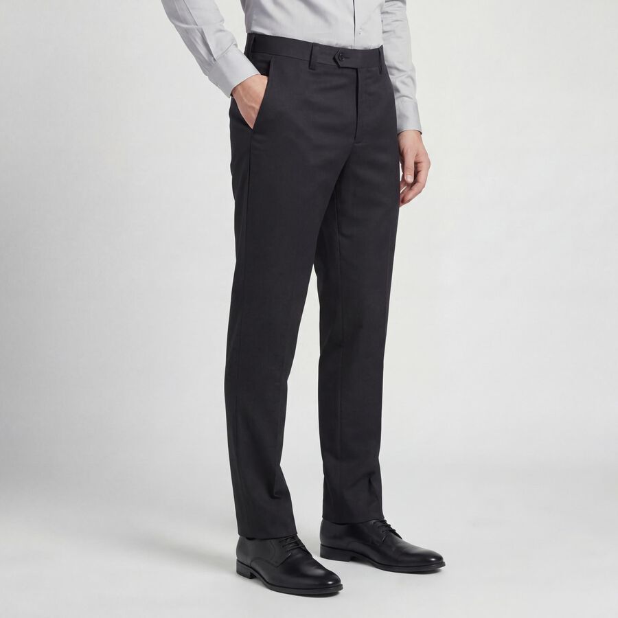 Men's Charcoal Slim Fit Self Design Formal Trousers, चारकोल, large