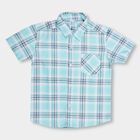 Boys' Light Aqua Cotton Regular Collar Casual Shirt, Light Green, small image number null