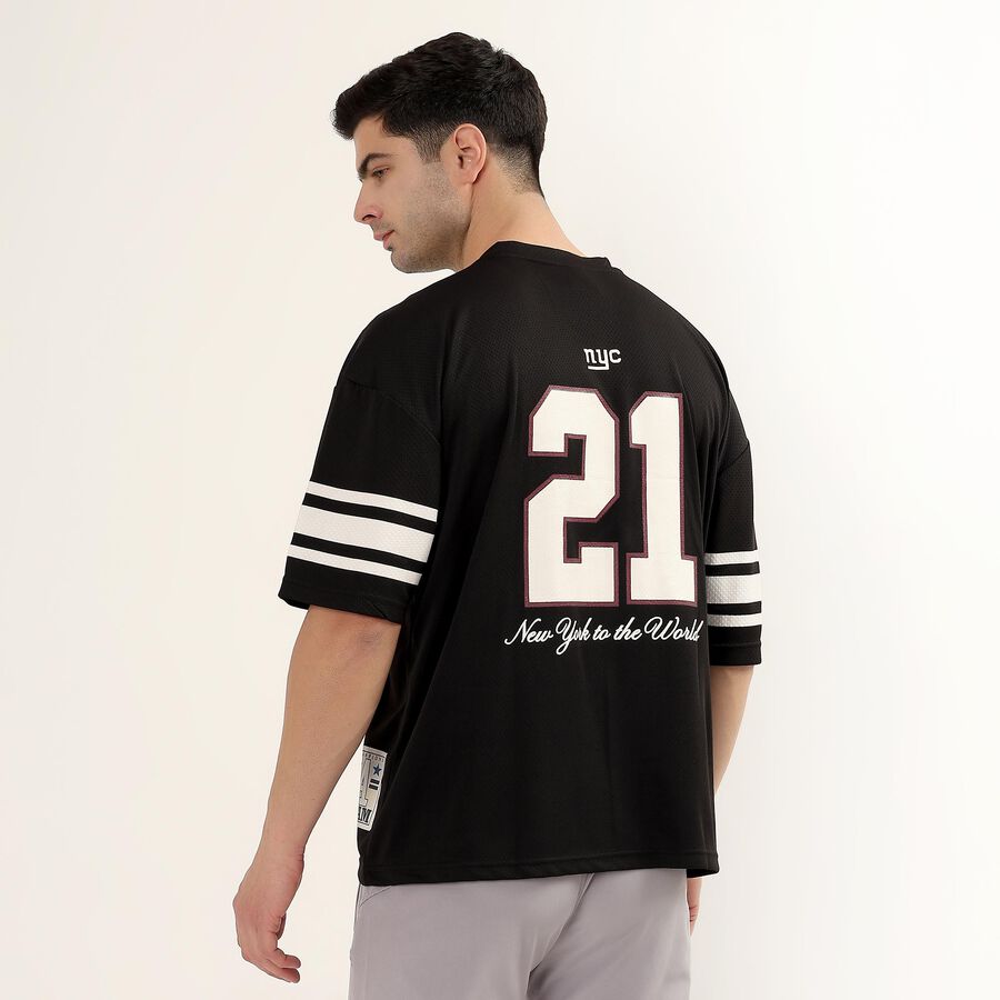 Men's Jet Black V-Neck Athleisure T-Shirt, Black, large