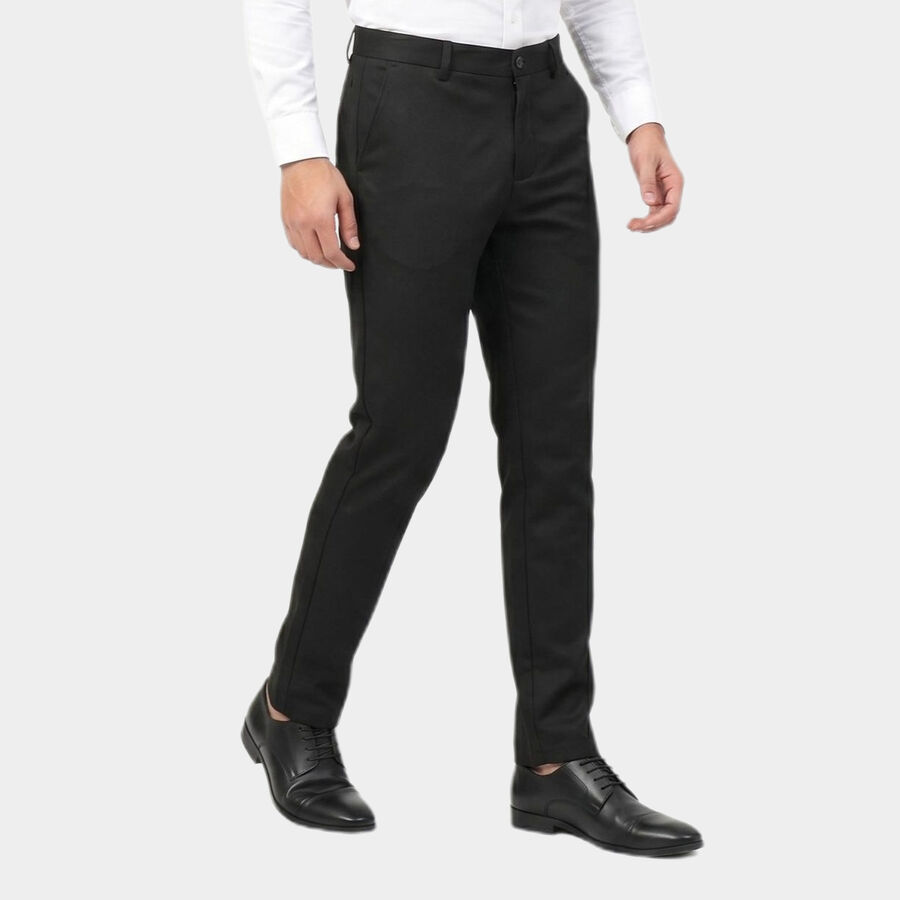 Men's Navy Blue Slim Fit Casual Trousers, नेवी ब्लू, large
