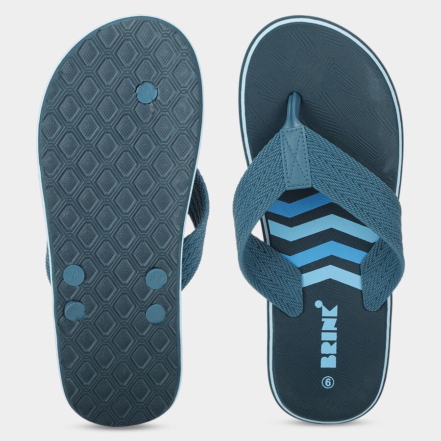 Men's Blue Slip-On Flip-Flops, नीला, large