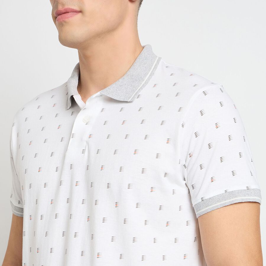 Men's 100% Cotton Collared Half Sleeves T-Shirt, White, large image number null