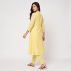 Women's Yellow V-Neck Embellished Kurta, Yellow, small