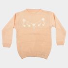 Girls' Light Pink Crew Neck Embroidered Pullover, Light Pink, small
