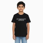 Boys Black Round Neck Casual Half Sleeve T-Shirt, Black, small