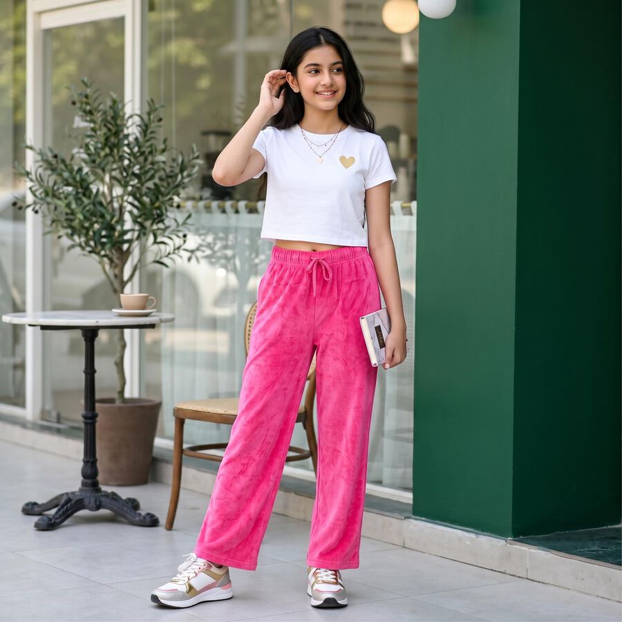 Girls Fuchsia Straight Fit Winter Pyjama, रानी (फ्यूशिया), large