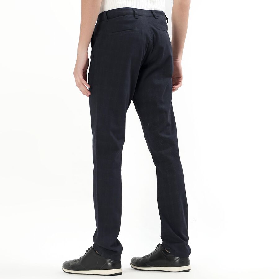 Men's Slim Fit Casual Trousers, नेवी ब्लू, large