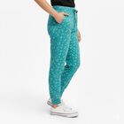 Girls' Teal Floral Printed Cotton Blend Pyjama, Light Green, small image number null