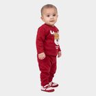 Infants' Maroon Round Neck Graphic Baba Suit, Maroon, small