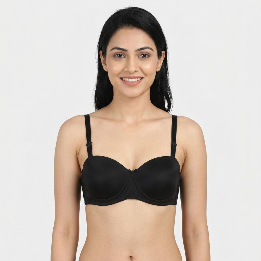 Women's Black Regular T-Shirt Bra, Black, large
