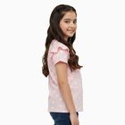 Girls' Light Pink Cotton Crew Neck Graphic Printed T-Shirt, हल्का गुलाबी, small