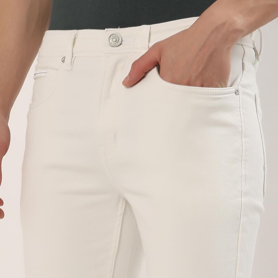 Men's White Slim Fit Stretchable Jeans, White, large