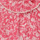 Infant Girls' Pink Regular Fit Floral Printed Tiered Frock, Pink, small