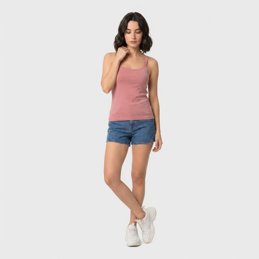 Women's Pink Scoop Neck Camisole Slip, गुलाबी, large