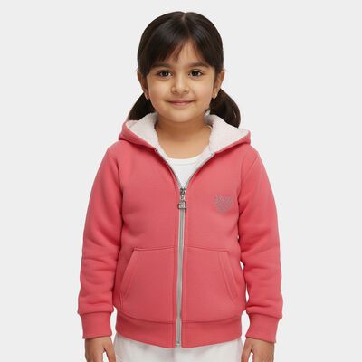 Girls Coral Pink Hooded Casual Sweatshirt